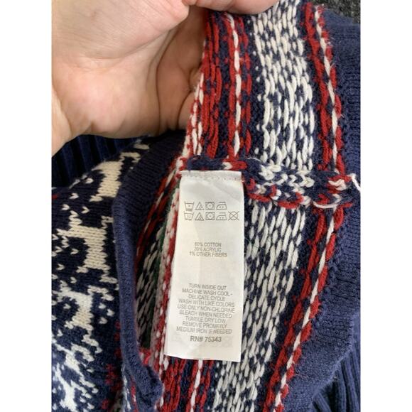 Tahari Baby Girl Knit Dress Long Sleeve Christmas Reindeer Design Blue Size 24 - Picture 6 of 12